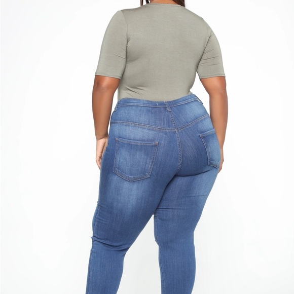 Drop the Basic Olive Green Bodysuit Size 1X Fashion Nova - Picture 2 of 6